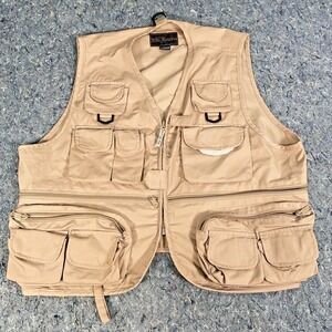 Rio Bravo Vest Mens Large‎ Khaki Photo Fly Fishing Hunting Pockets Mesh Button